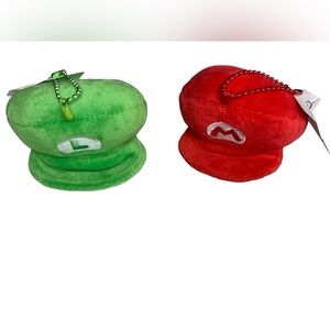 Super Nintendo Accessories Mario and Luigi Hat Keychains Purse Charms